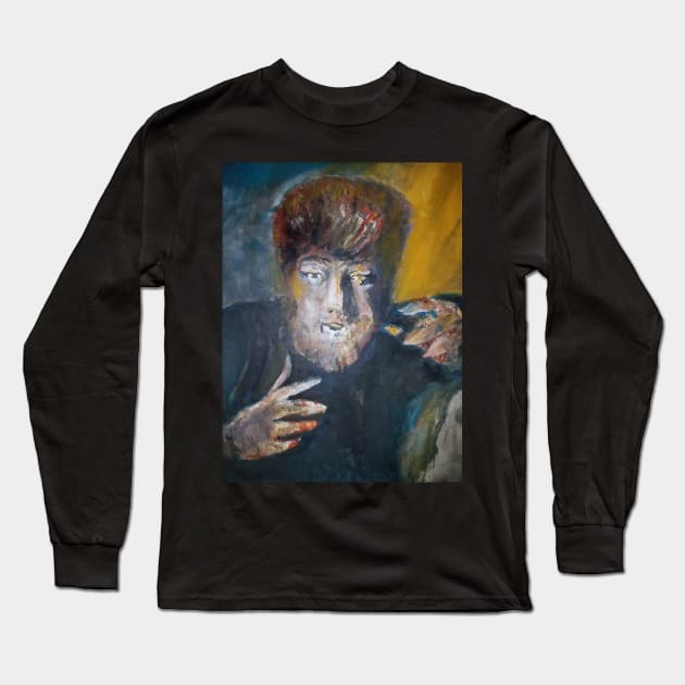 Wolfman Long Sleeve T-Shirt by Mike Nesloney Art